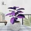 Luxurious Purple Peach Leaf Artificial Bonsai - Dark Style Green Plant for High-End Living Room Decor