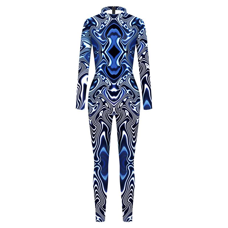 Sexy Elastic Bodysuit Halloween Cosplay Stage Costume Leopard 3d Printed Playsuit Fitness Women Gym Sport Bodycon Jumpsuits 2024