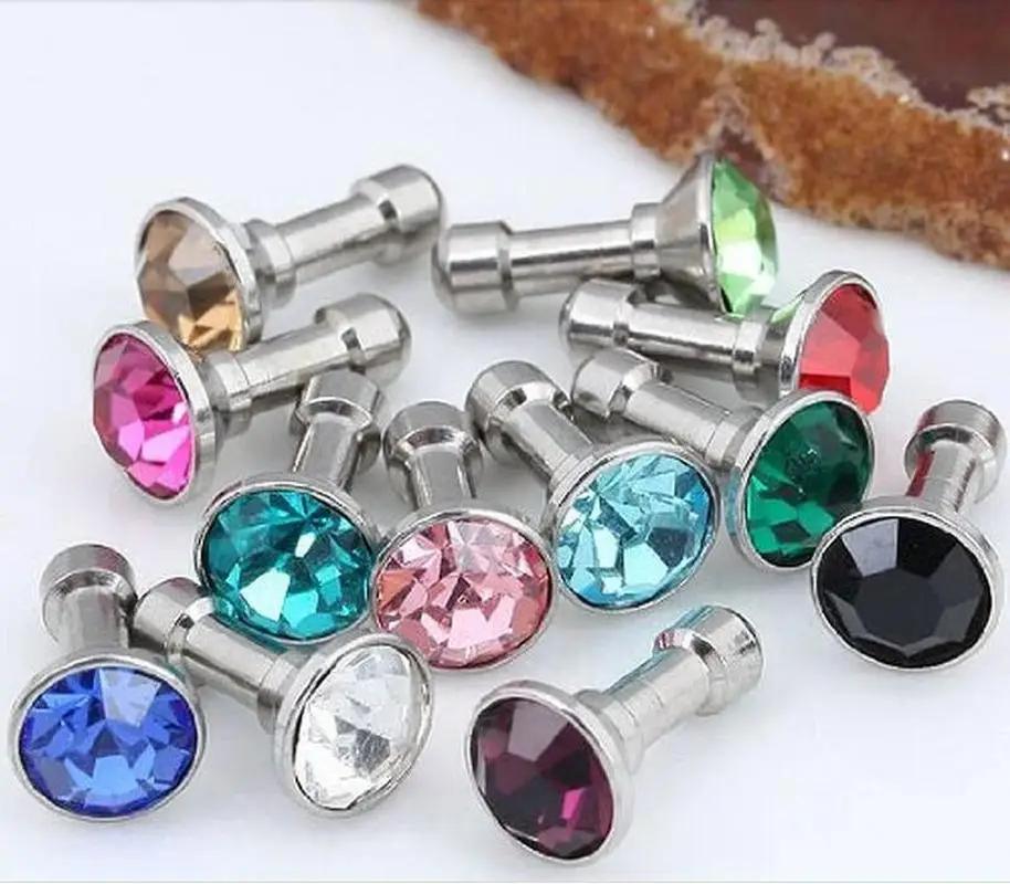 10 PIÈCES Mignon Strass Brillant Bouchon Jack Casque Audio Beau et Simple Anti-Poussière Accessoires 3.5mm