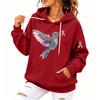 Women's Casual Loose Fit Hoodie with Hood and Breast Graphic Print for Everyday Wear