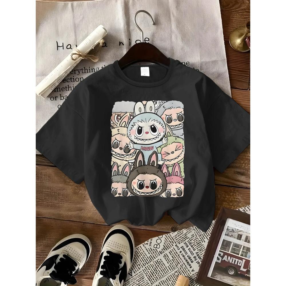 Cute Labubu Design T-shirt With A Classic Labubu Pose Is Suitable For Women's Casual Sportswear, Perfect For All Seasons