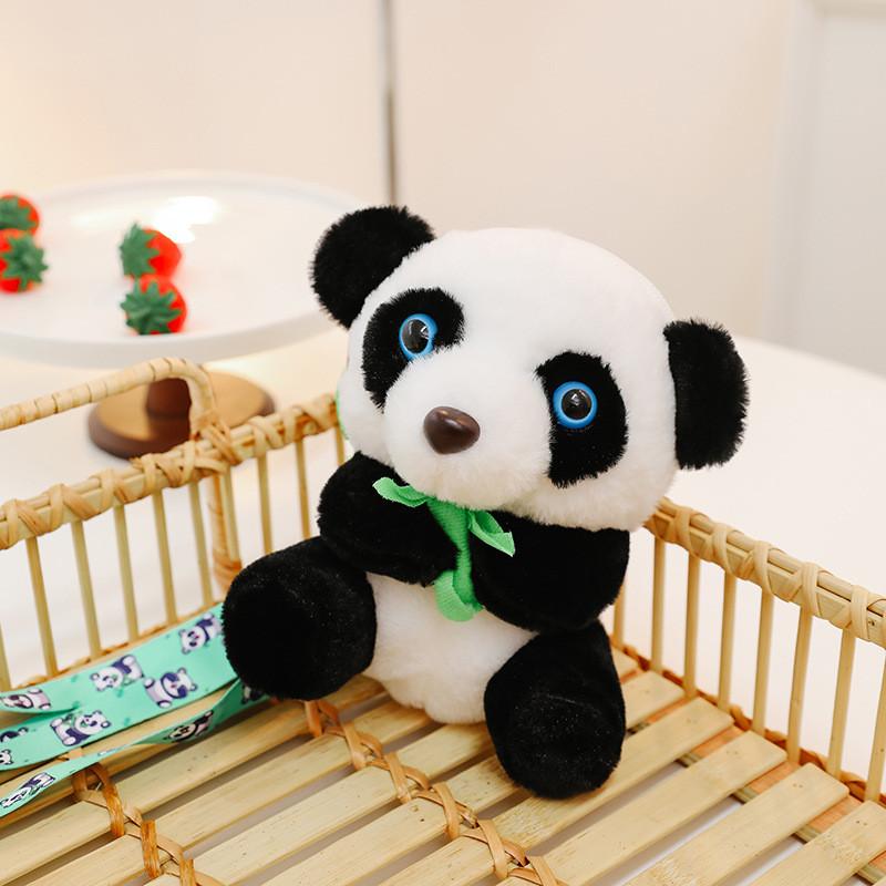 Panda Plush Small Crossbody Bag With Zipper Closure For Daily Use