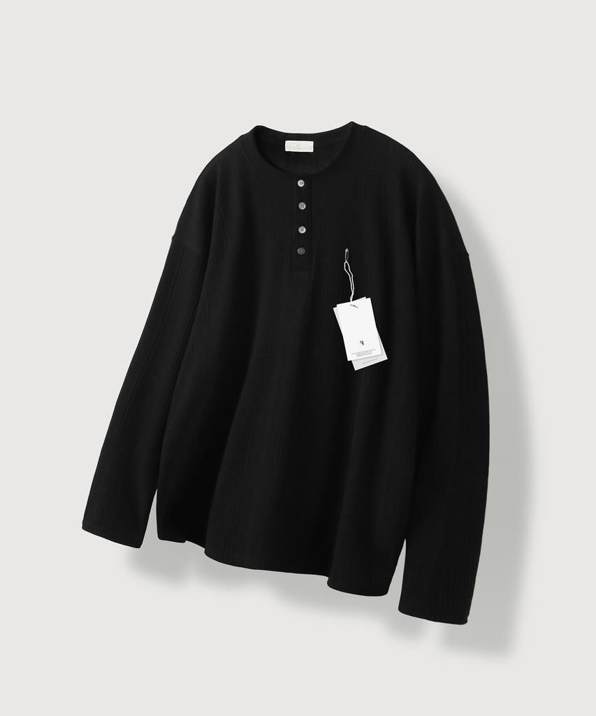 MOOD INSIDE Sov Kavaring Henley Neck Long Sleeve_Black