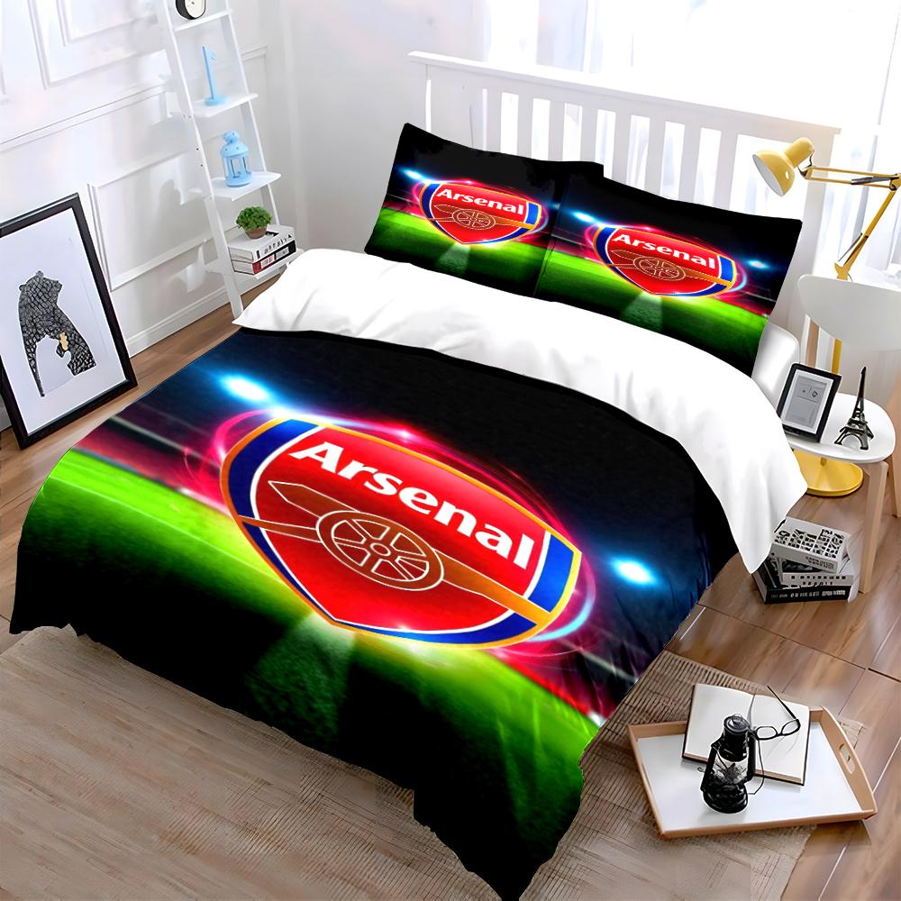 Ensemble de literie logo Arsenal Ensemble de literie Housse de couette Housse de couette Taies d'oreiller Décoration de la maison (1 * Housse de couette 2 * Taies d'oreiller, sans couette)