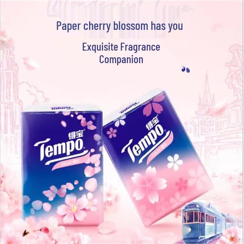 Tempo Cherry Blossom Scent Mini Handkerchief Tissues