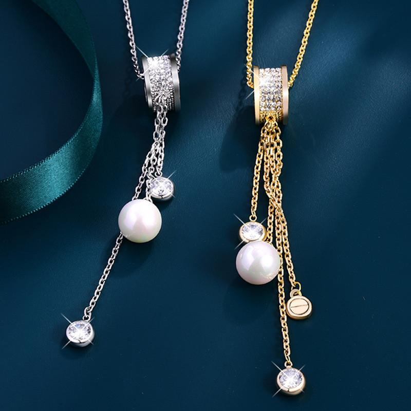 Stylish Long Pendant Sweater Chain For Women With Geometric Design And Crystal Accents