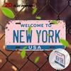 D-Moll pc New York Vintage Metallwandkunstschild Retro Kennzeichen Design mit Willkommen in New York USA Text für den Außenbereich