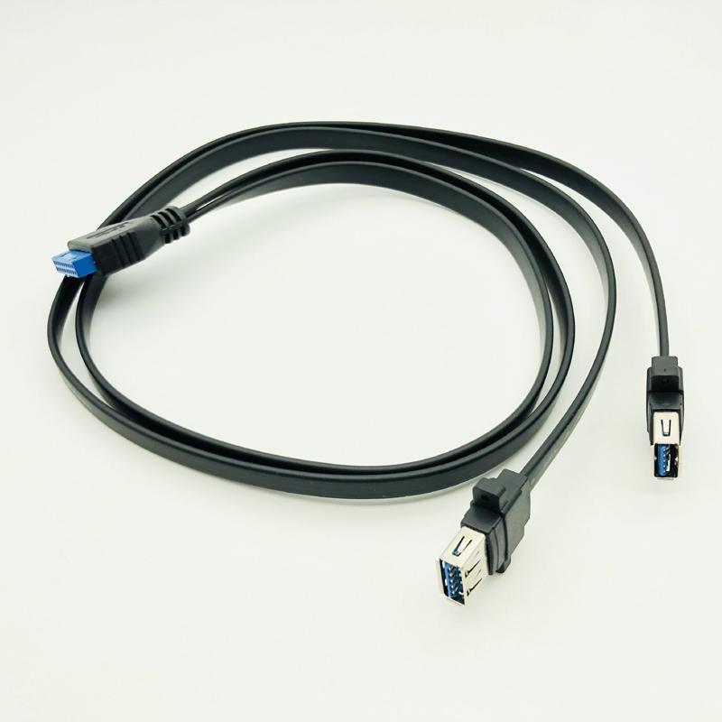 NEW BTBcoin Mount to Motherboard 20 Pin Header Connector USB 3.0 Panel Mount Flat Cable Cord Dual Port USB3.0 Female Screw Panel