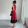 Elegant French-Inspired Red Long Dress