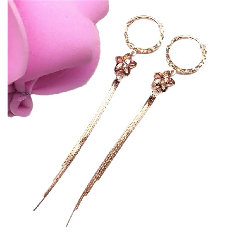 Purple Gold Long Star Fringed Earrings Fashionable Personalized Color Gold Plated Rose Gold Earrings