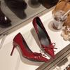 Black Bow Beautiful High Heels Women's New Autumn Temperament Versatile Sexy Pointed Shallow Mouth Single Shoes Women