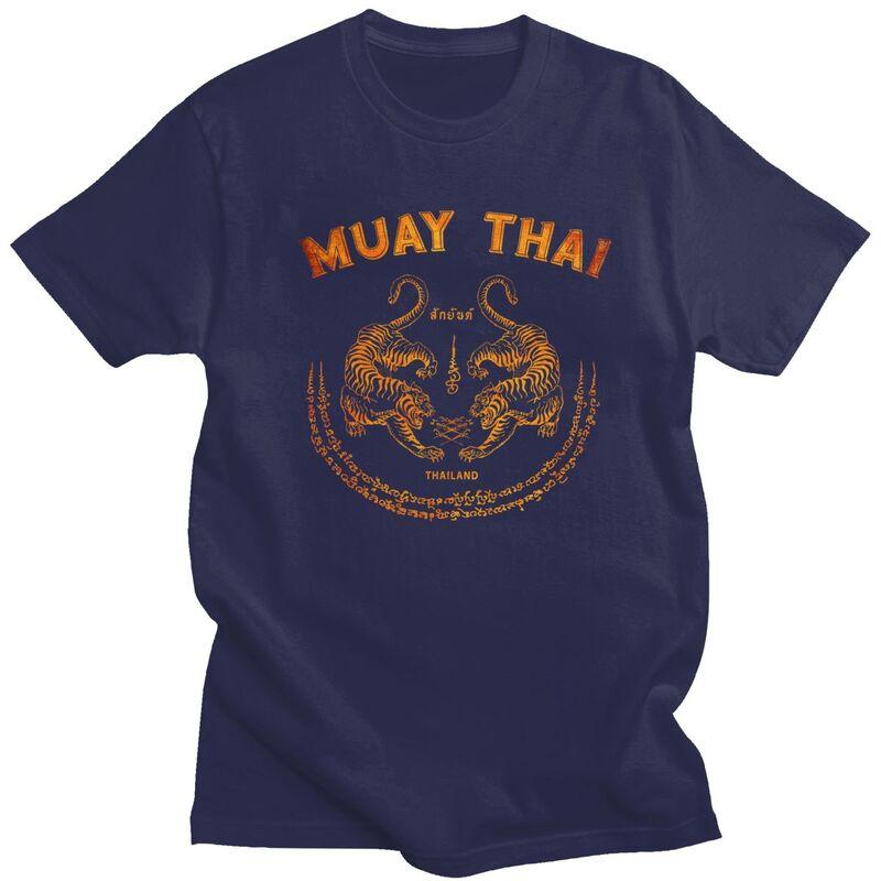 Individuelles Cooles Muay Thai Tiger T-Shirt Herren Kurzarm 100% Baumwolle T-Shirt Freizeit Sak Yant Tattoo Kickboxen Thailand T-Shirts