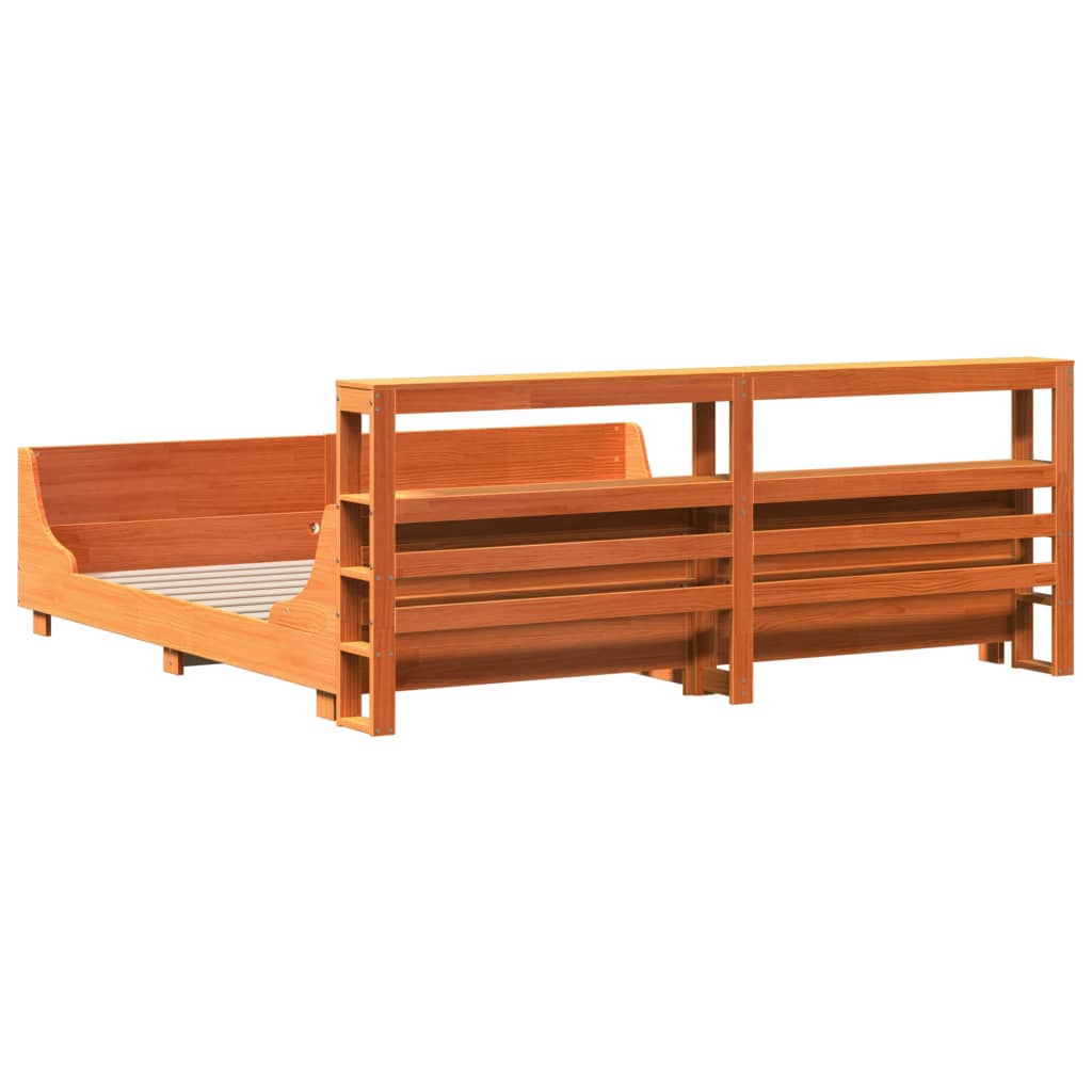 Solid Wood Bed Without Mattress Wax Brown 180x200 Cm Pine Wood