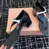The Same Style Of Flip-Flops For The Mu Family Show The 2025 Women'S Square-Toed Thick-Heeled One-Button Mary Jane Shoes