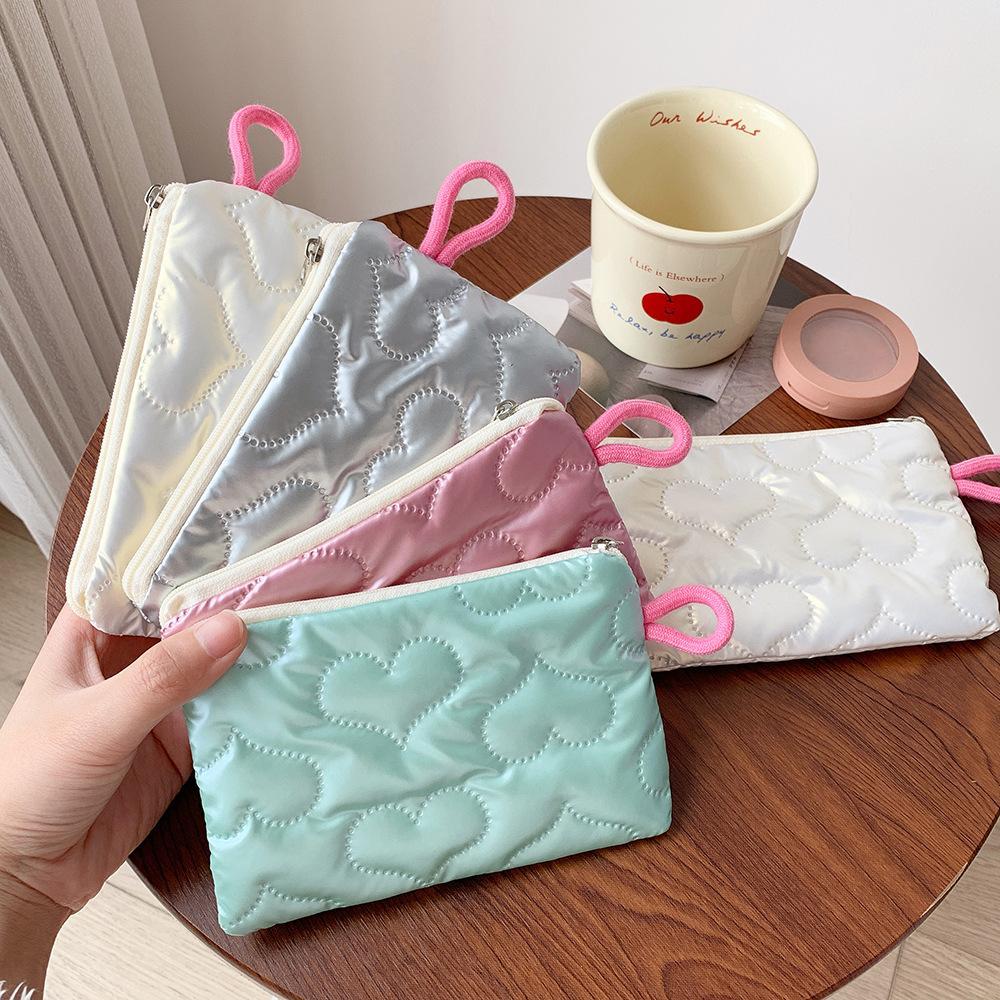 Women Cosmetic Bag Bow Silver Glossy Mini Makeup Bag  Coin Purse Coin Pouch Cute Wallet Portable Earphones Data Cable Bag