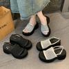 Black Sandals Women's Summer Wear 2025 New High-end Small Thick-soled Heightening French Casual Roman Shoes