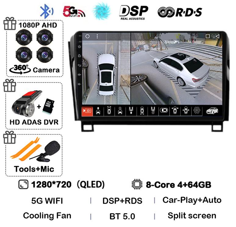 Android 14 Car Radio GPS Audio For Toyota Tundra XK50 2007-2013 Sequoia XK60 2008-2017 Multimedia Video Player Navigation Stereo
