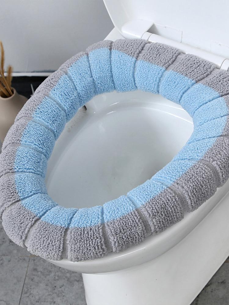 Soft Comfortable Toilet Seat Cushion Cover Stretchable Toilet Seat Warmer Easy Inst 1pcs Thicker Bathroom Toilet Seat Cover Pads
