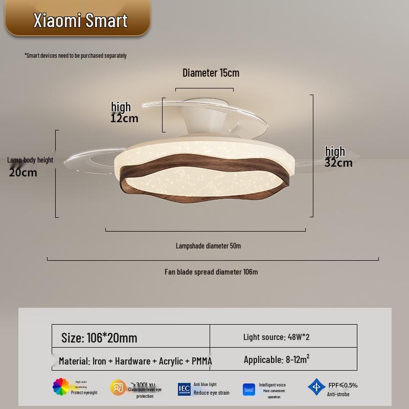 2025 Modern Silent Ceiling Fan with Integrated Light for Bedroom or Restaurant