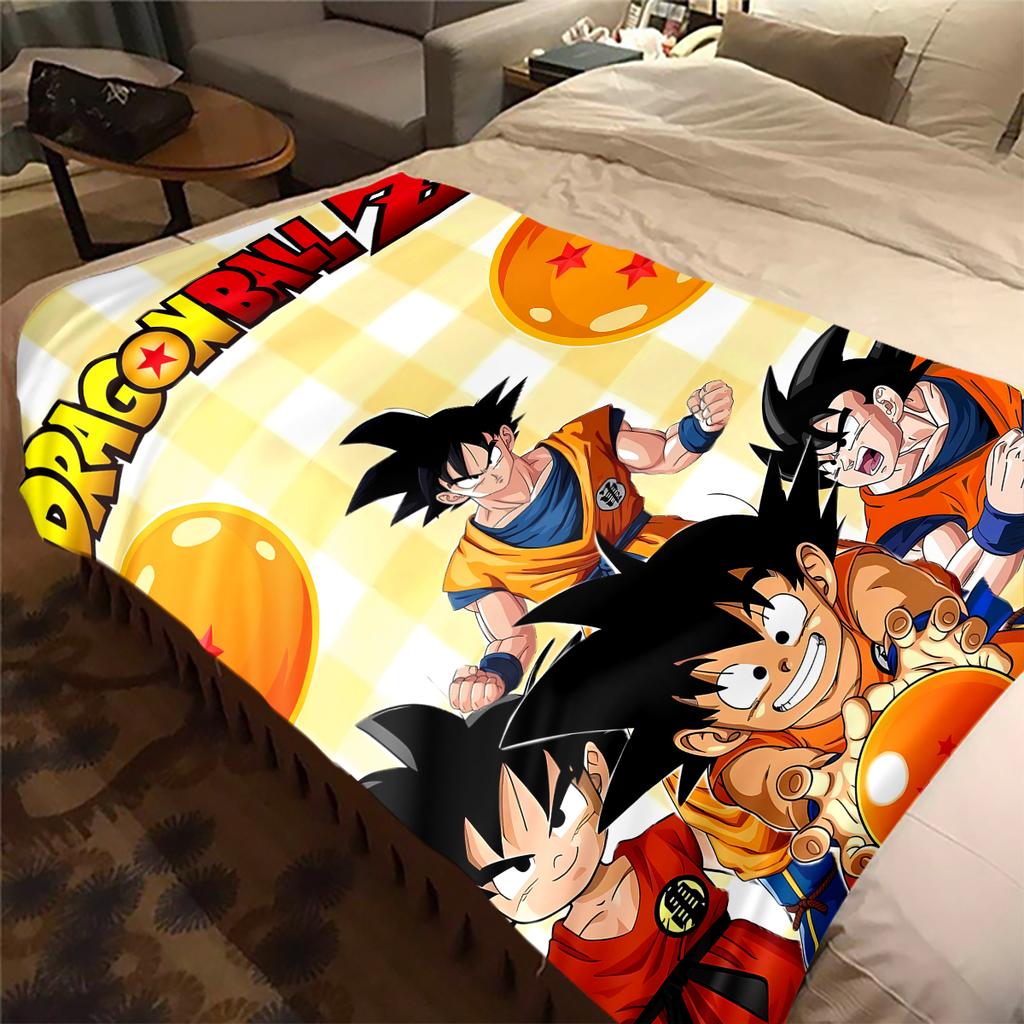 1pz Coperta in Flanella con Stampa Son Goku, Alta Qualità per Tutte le Stagioni, Decorazione per la Casa, Calore e Comfort, Perfetta per Regali di Natale