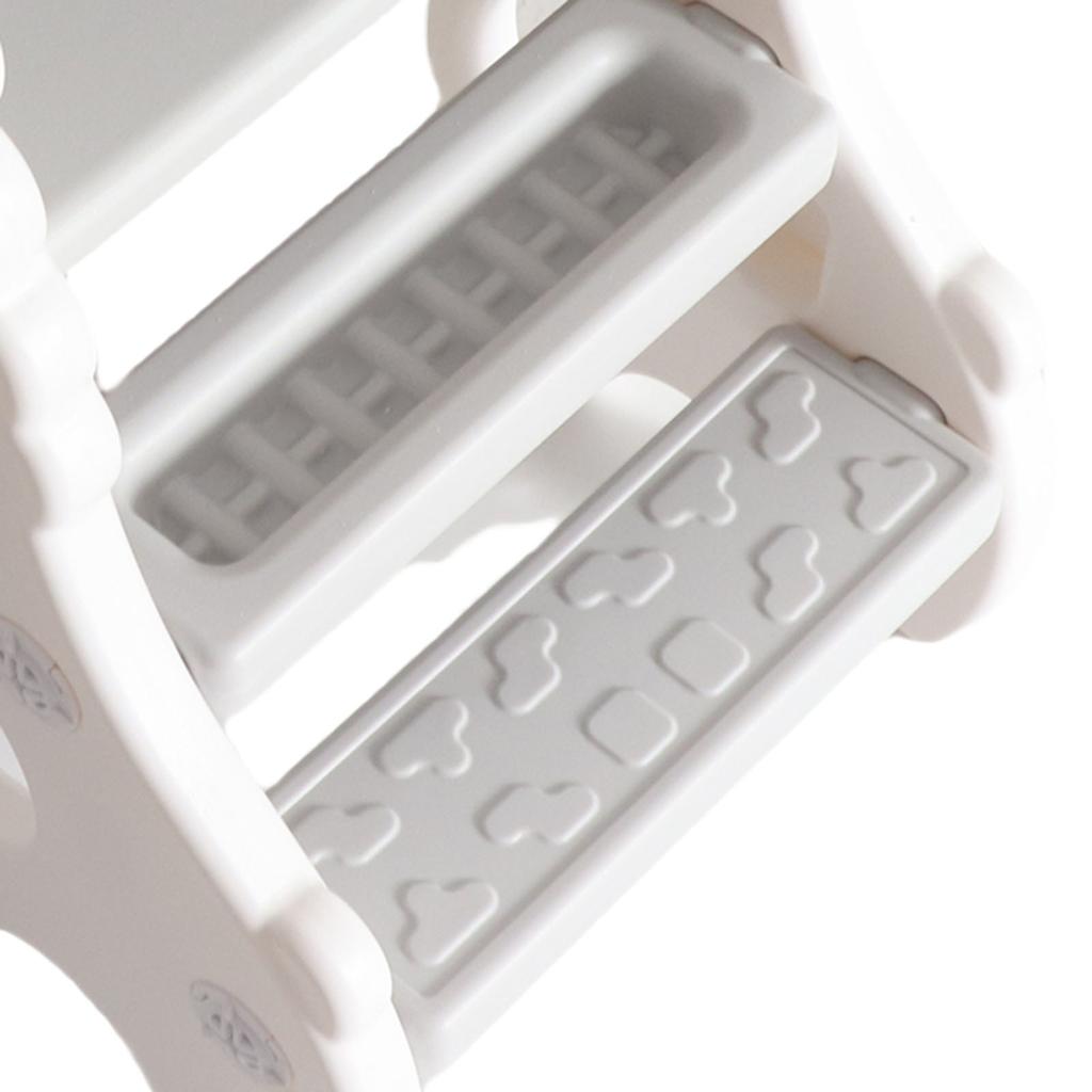 Kids Indoor Sliding Slide Freestanding Folding 2 Stairs Stable Base Climber Play Slide for Toddlers White Gray