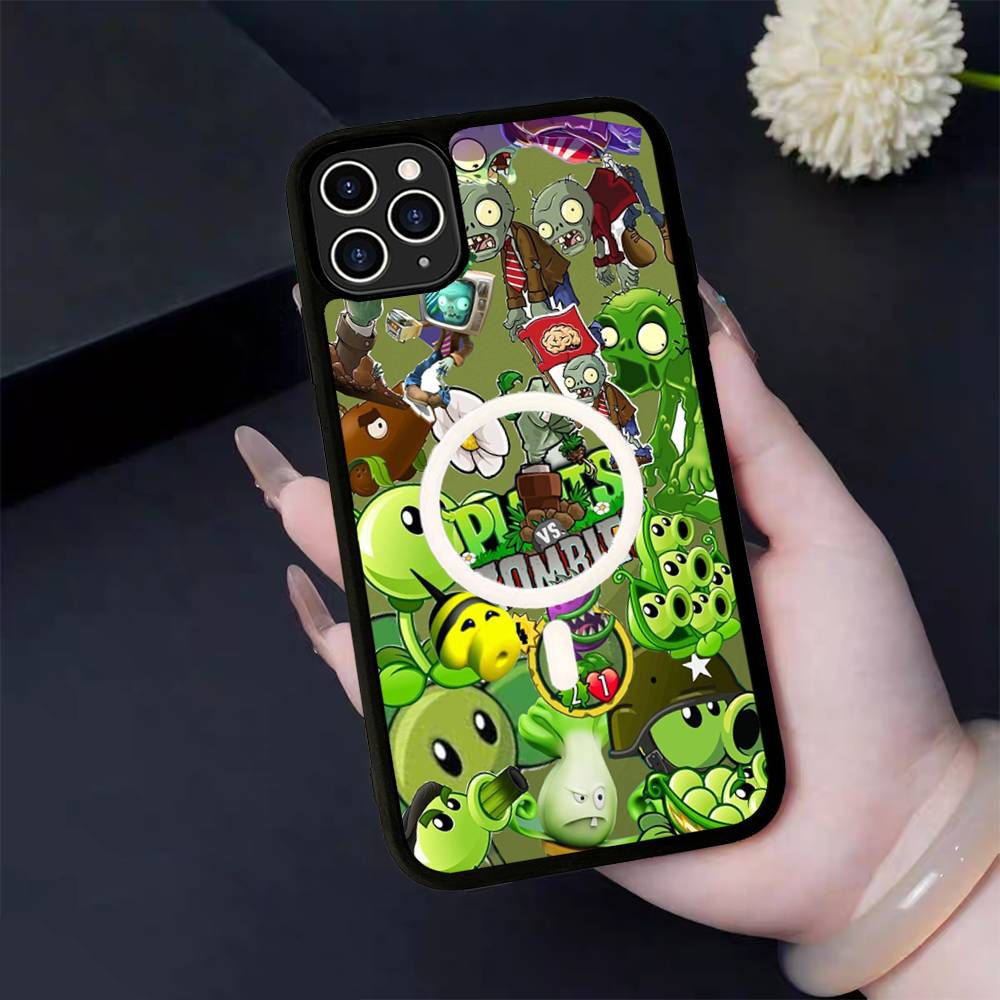 

Game P-Plants Z-Zombies Magnetic Wireless Phone Case For IPhone 17 16 15 14 13 12 11 Pro Max Plus Mag Phone Cover iPhone 12