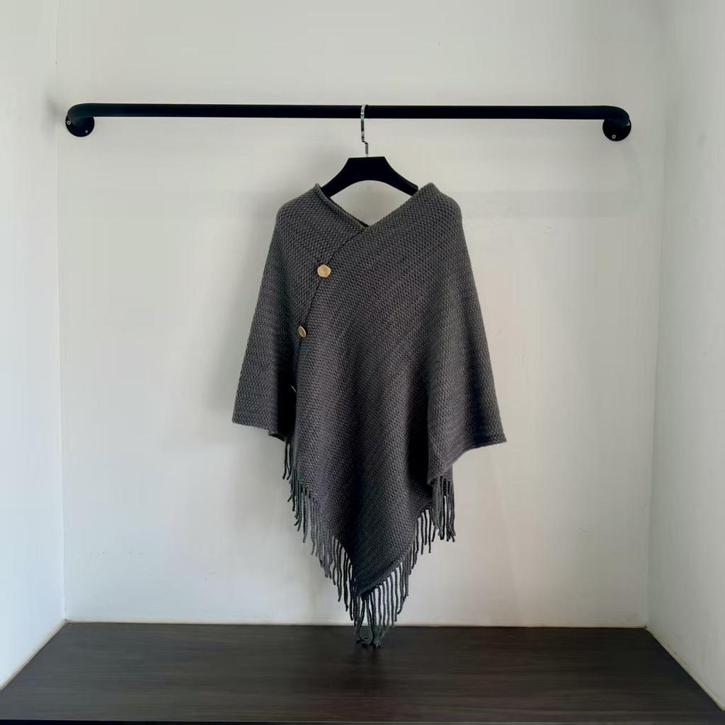 Damen Strickpullover Schal in Unifarbe: Vielseitiger Frühlings- und Herbst-Cardigan-Schal für klimatisierte Räume.