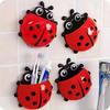2 stücke Zahnbürstenhalter Niedliche Marienkäferform Saugnapf Kreative Zahnbürstenablage Badezimmer Kein Stanzen Lagerregal
