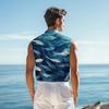 Men's Fashion Printed Sleeveless Lapel Button-Down Shirt Vest Top