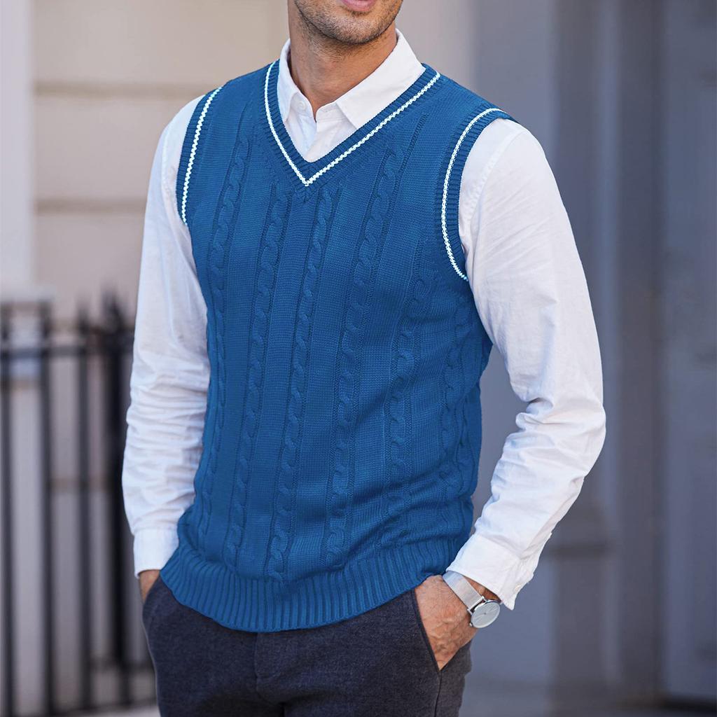 Men's  Leisure  Big Size  V-Neck  Thickened  Knitting  Vest  Sleeveless