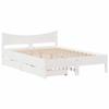 VidaXL Cadre de lit avec tiroirs blanc 120x200 cm bois de pin massif, sommier, cadre de lit double, cadre de lit en bois 3301909