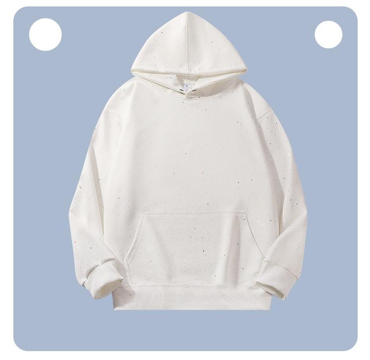 Winter starry sky is fashionable, shiny, slightly shoulder-falling hooded long-sleeved sweatshirt base shirt jacket