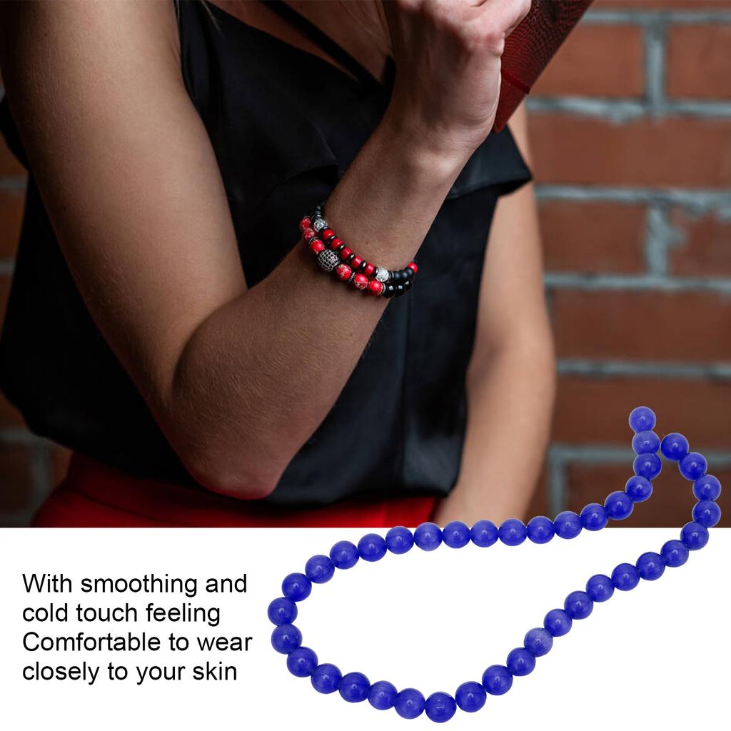 0.39in Diameter Round Beads Natural Stone DIY Bracelet Necklace Jewelry Making AccessoriesDark Blue
