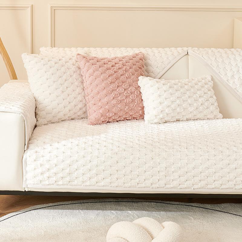 Sofakissen Winter Verdicktes Fleecekissen Rutschfestes Ledersofabezug-Bezugstuch