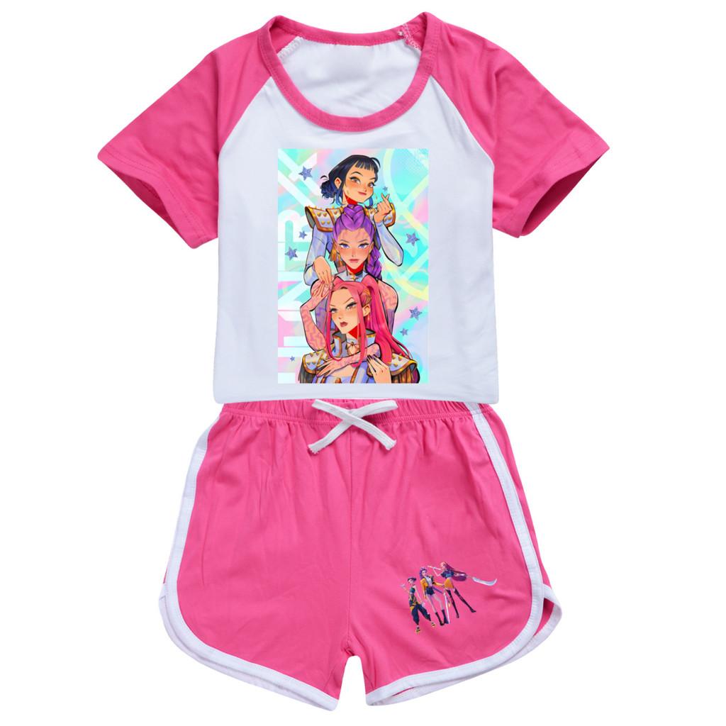 4901 Kids Girls POP Rumi Zoey Mira Print T-shirt Shorts Sport Tracksuit Clothes Set