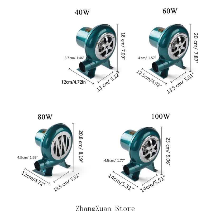3XUF DC12V Air Blower BBQ Fan Cooking Blower Grill Fans with 220V Adjutable Speed Power Adapter 12V Clips 40/60/80/100W