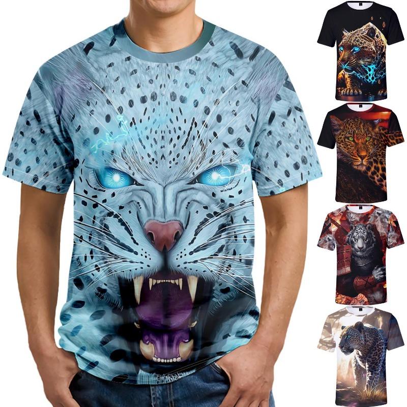 Men's Lion 3D Print T Shirts Y2K Hip Hop Streetwear Summer Casual T-shirt Animal Graphic Top Harajuku Tees Man Short Sleeve