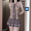 Sex underwear sexy pure desire sweet cool school girl net dress set student uniform stockings integrated skirt splicing net coat