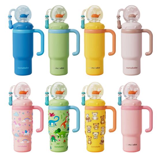 Velrybí fontánový kelímek 710ml Nerezový hrnek na pití se zábavným fontánovým efektem Nepropustný Kelímek se slámkou odolný proti rozlití pro děti dospělé