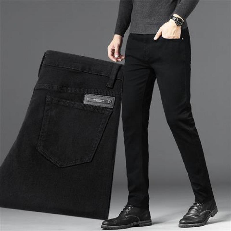 

Shanelida Men s Smoke Grey Elastic Straight-Leg Jeans: Autumn/Winter, High-End, Youthful, Loose Fit, Thick Fabric 30