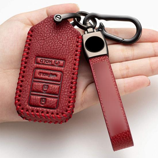 For Acura RDX RLX ILX MDX TLX Leather 4 Buttons Car Remote Key Fob Cover Case