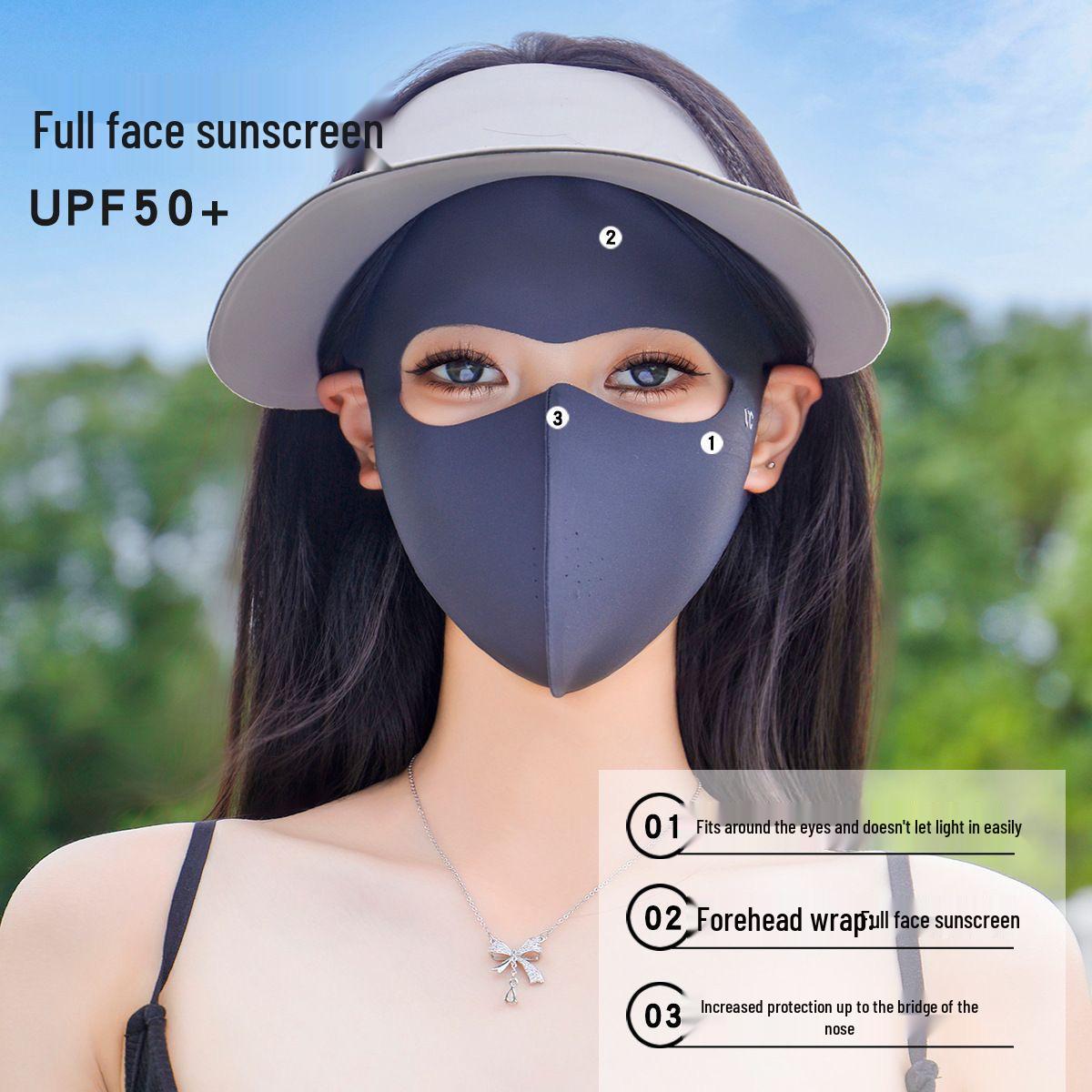 

Summer Anti-UV Full Face Burkini Mask: Breathable Sun Protection for Outdoor Cycling темно-сірий