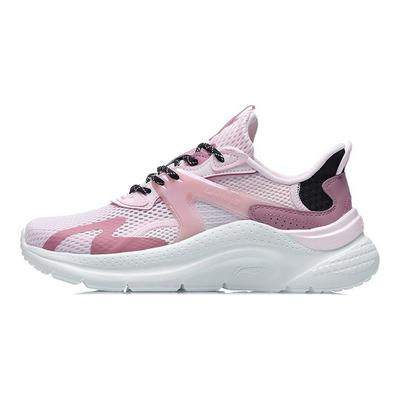Li Ning Flow Cloud Non-Slip Wear-Resistant Low-Top Running Shoes Women Sneaker White Pink AGLR036-2