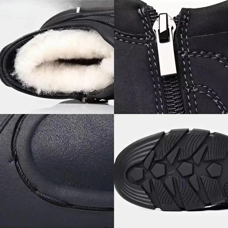 Winter Men's Shoes Fashion Leather Casual Shoes Plush Warm Snow Boots Winter High-top Sneakers for Men Hiking Shoes Botas Hombre