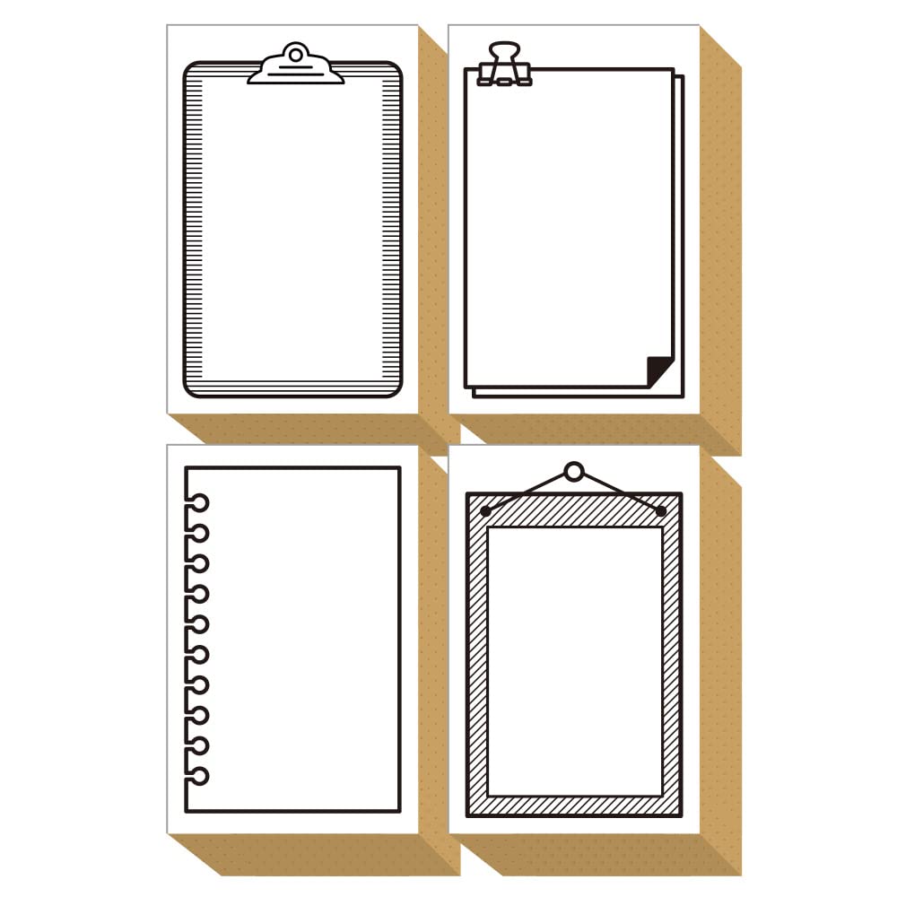 

Cute and Stylish Wooden Rubber Stamp Set with Sticky and Fun Perfect for Cards and Made in Japan Frame, Notebook, Notes, Clips, More. Stationery,