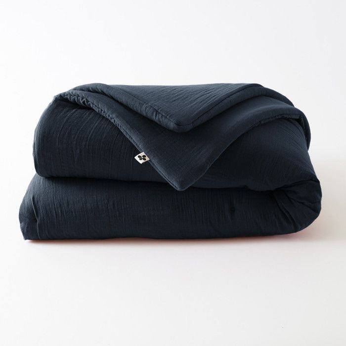 Edredon ou Bout de lit "Gaïa" toutes dimensions "Gaze de Coton" - Gaia Minuit - 180 x 240 cm