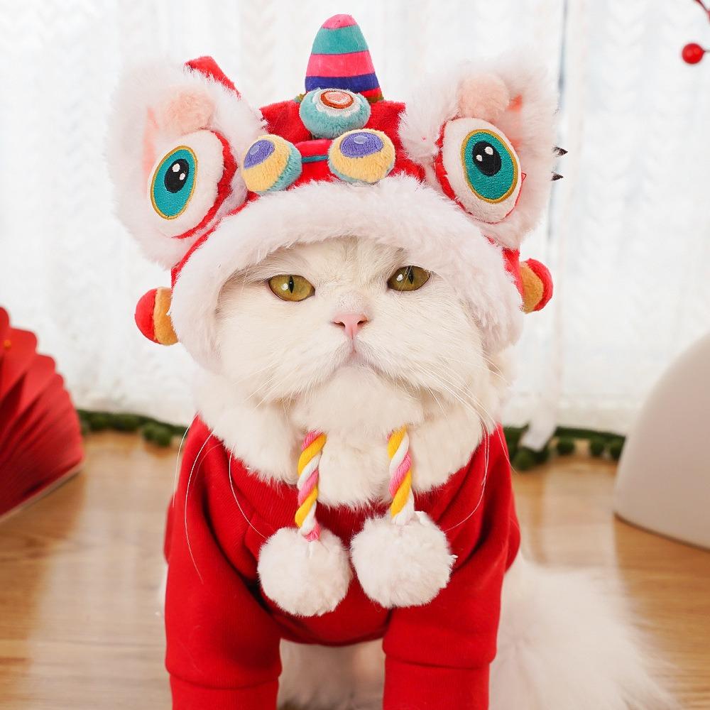 Cat Funny New Year Transformation Headgear Pet Supplies Hats Autumn and Winter Tiger Headgear Chinese Style Pet Decoration Hats