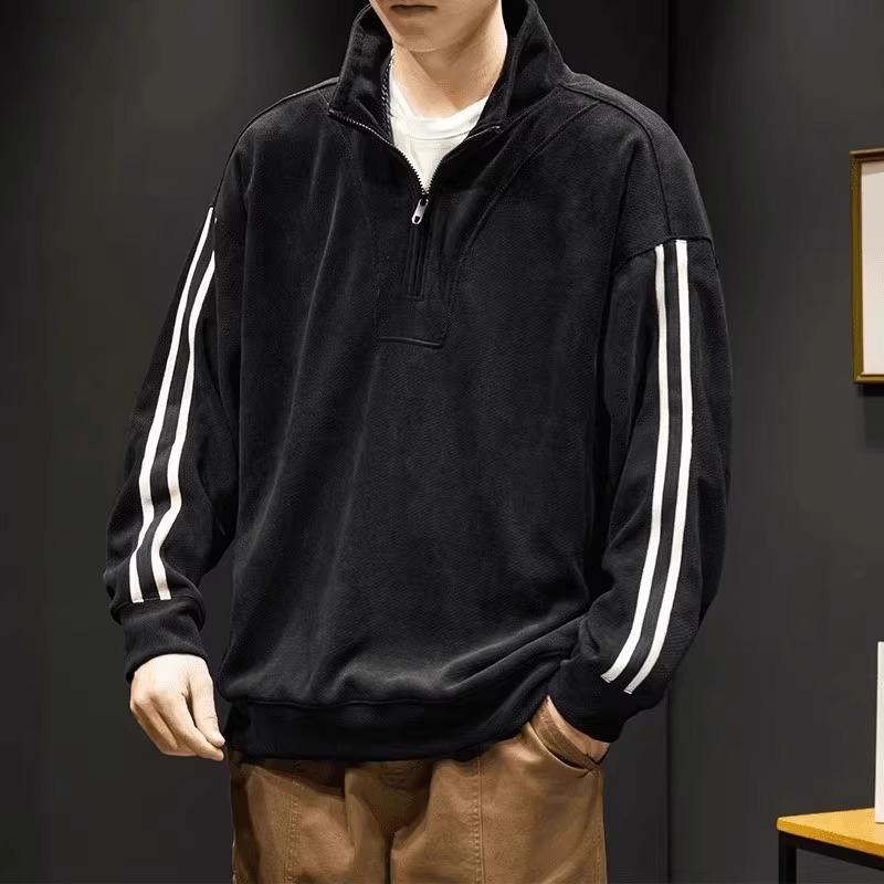 

Мужская уличная спортивная повседневная дышащая свободная модная трендовая удобная рубашка с длинным рукавом на молнии до середины груди и воротником-стойкой, мягкая, не мнущаяся 5XL