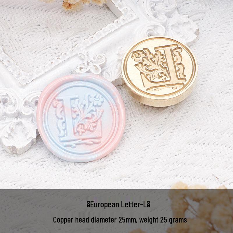 Wax Seal Stamp Head with 26 A-Z Letter Patterns - Retro Copper Design for Envelopes