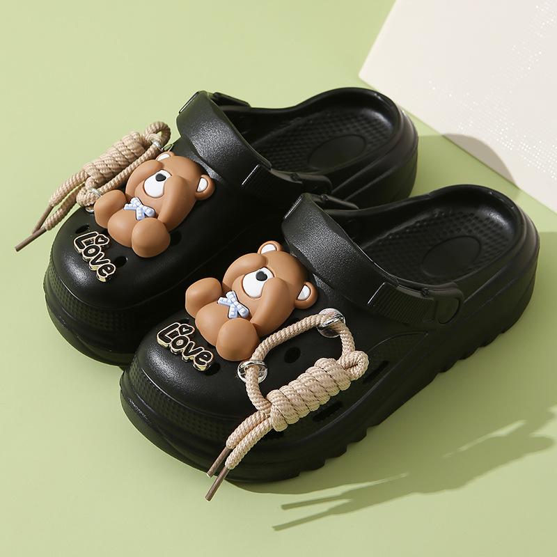 

Садові туфлі мультяшні милі круті пікантні сумка шнурівка дихаючі зручні м які сандалі на платформі (з аксесуарами) черевики взуття 40-41 чорний